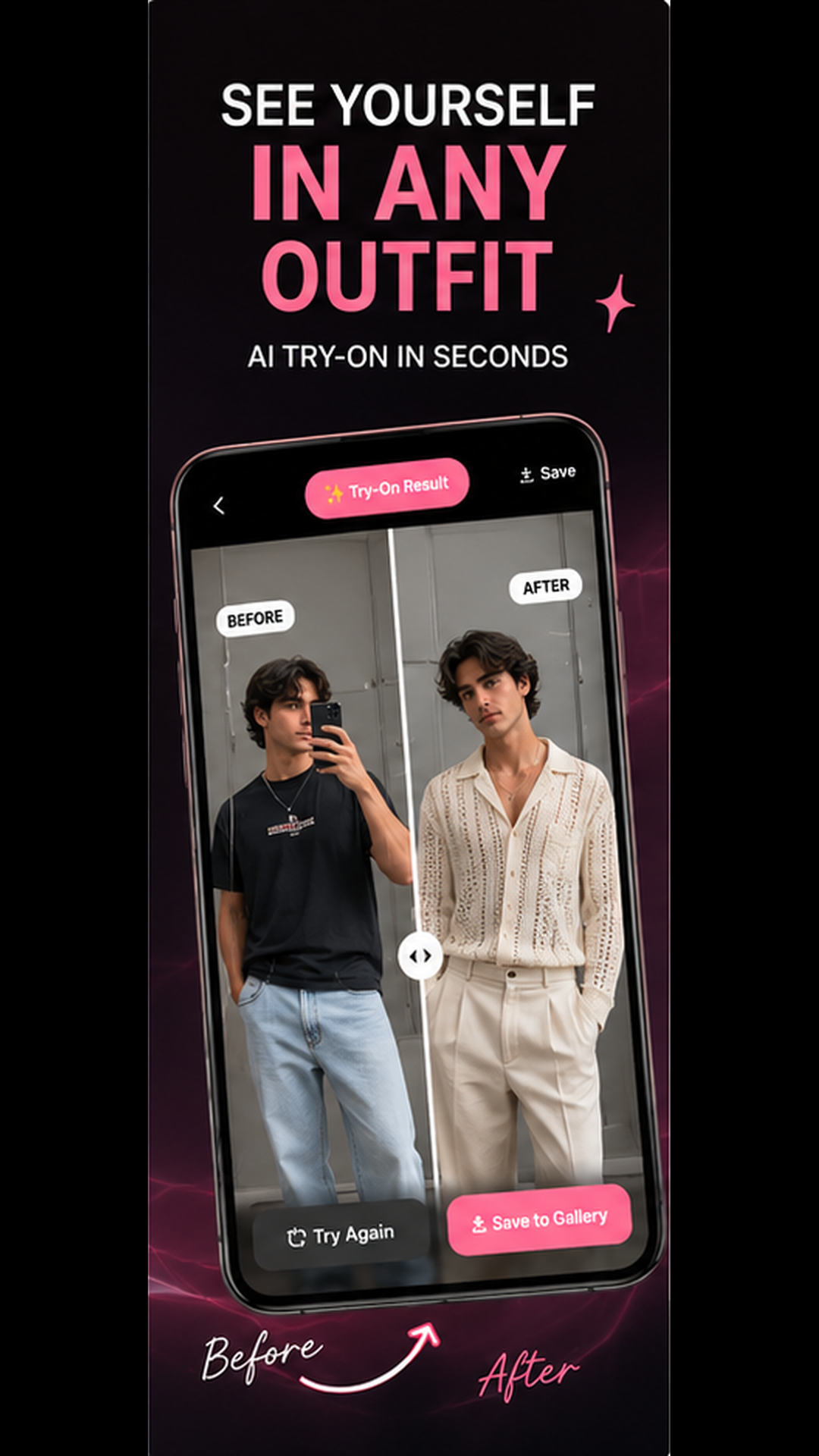 EMA AI Virtual Try-On — Before and After comparison